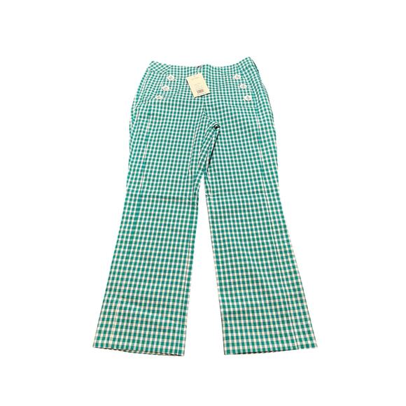 TYLER BOE Gigi gingham kick flare pants crop PARAKEET white womens‎ size 4 NWT - Picture 2 of 9